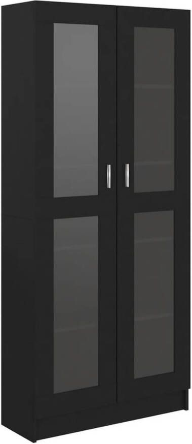 VidaXL -Vitrinekast-82 5x30 5x185 5-cm-spaanplaat-zwart
