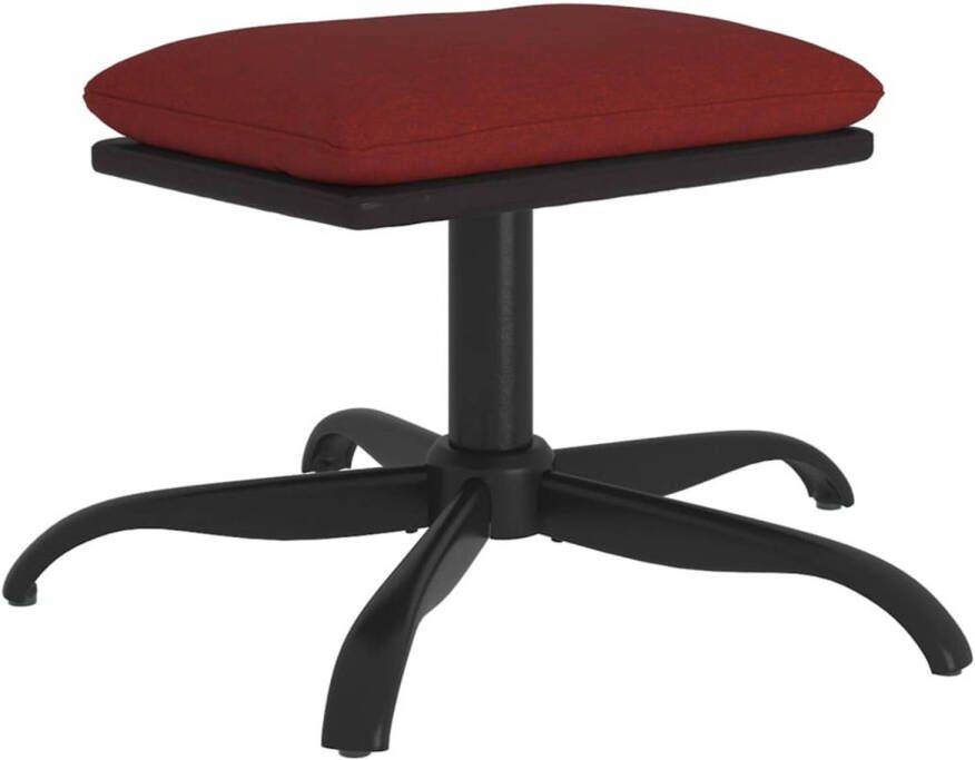 VidaXL -Voetenbank-60x60x36-cm-stof-en-kunstleer-wijnrood