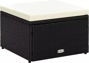 VidaXL Voetenbank poef zwart 53x53x30 cm poly rattan