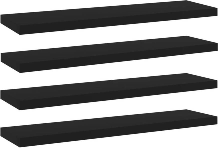 VIDAXL Wandschappen 4 st 40x10x1 5 cm spaanplaat zwart