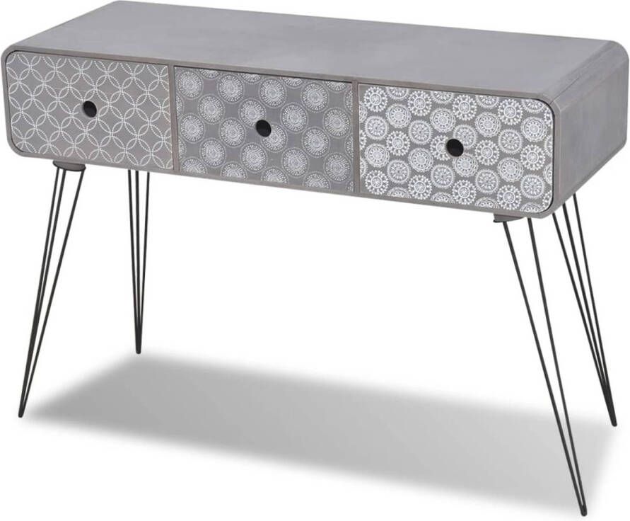 VidaXL Wandtafel met 3 lades grijs - Foto 1