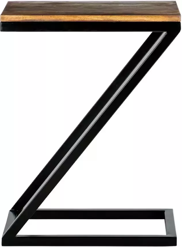 WOMO-Design Bijzettafel Z-vorm 45x30x60 cm naturel zwart gemaakt van sheeshamhout en metaal