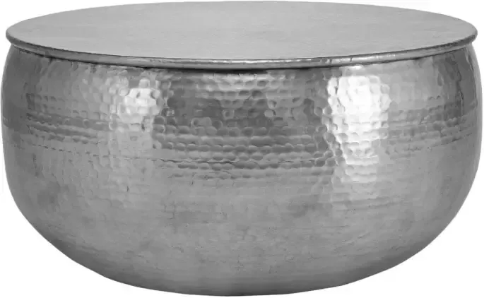 WOMO-Design salontafel Ø 60x30 5 cm zilver gemaakt van gehamerd aluminium legering