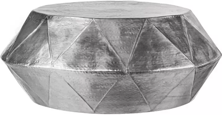 WOMO-Design salontafel Ø 73x28 5 cm zilver gemaakt van gehamerd aluminium legering - Foto 1