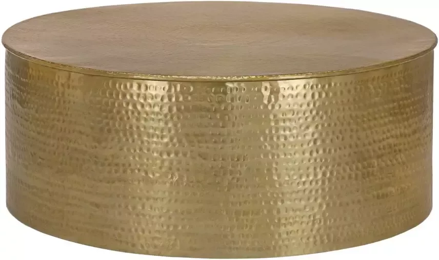 WOMO-Design Salontafel Ø 90x37 Cm Goud In Gehamerd Aluminium Look