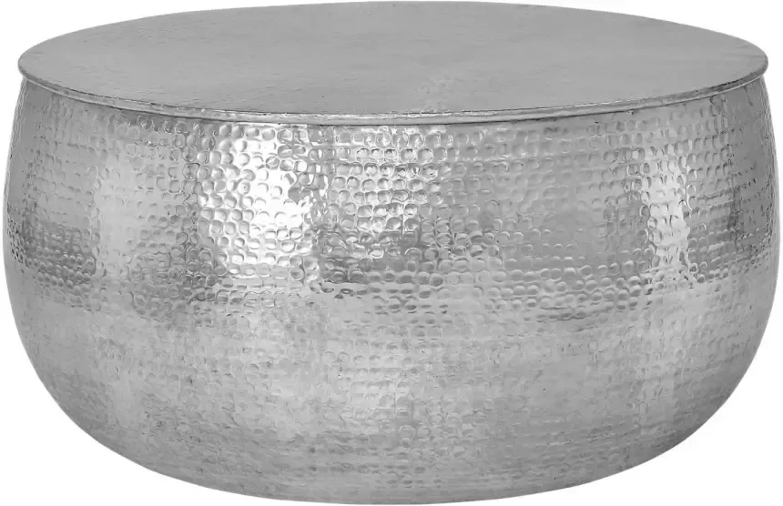 Womo-design Salontafel Ø 90x45 cm zilverkleurig aluminium in gehamerde look