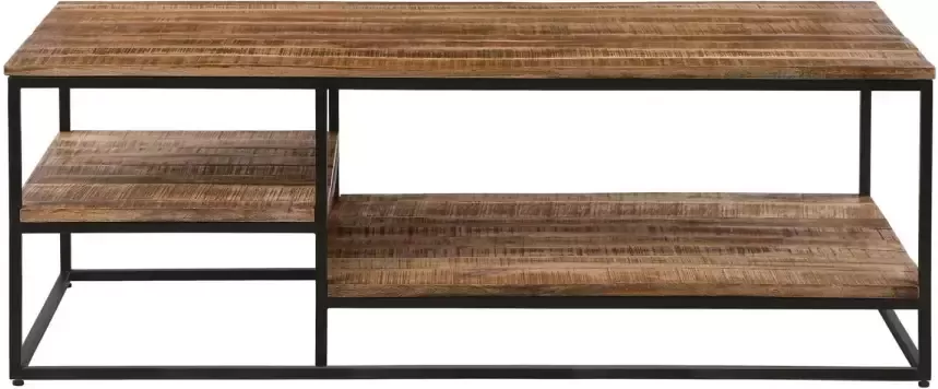 Womo-design salontafel naturel zwart 120x60 cm gemaakt van massief mangohout en gepoedercoat metaal