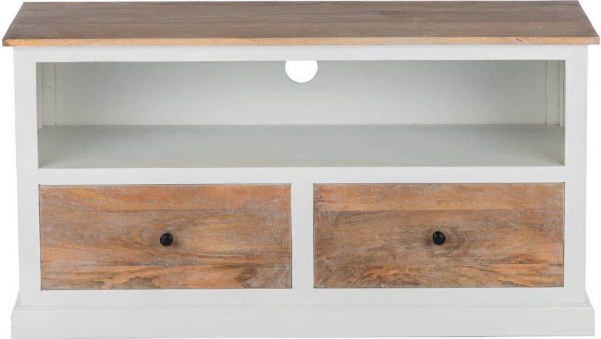 Womo-design TV lowboard naturel wit 110x45x57 cm met 2 laden gemaakt van mangohout