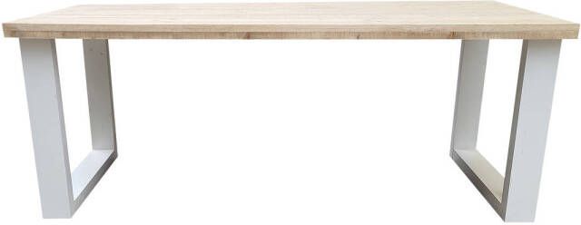 Wood4you Eettafel New England wit industriële tafel U-poot 90 180cm eetkamertafel eettafel woonkamer