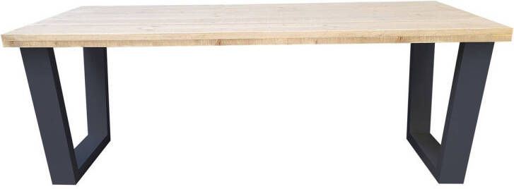 Wood4you Eettafel New York industrial wood hout 200 90 cm 200 90 cm Antraciet Eettafels