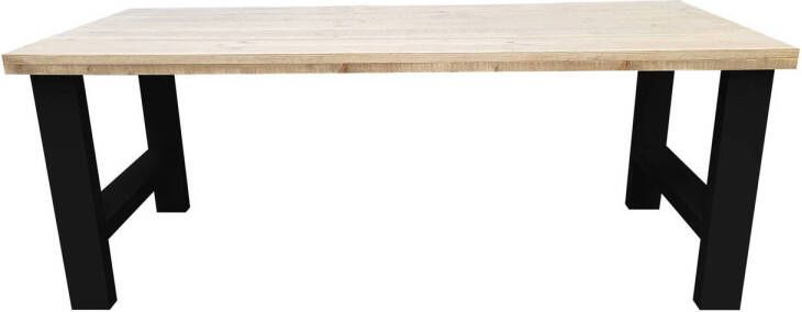 Wood4you Eettafel Seattle Industrial wood hout 200 90 cm 200 90 cm Zwart Eettafels