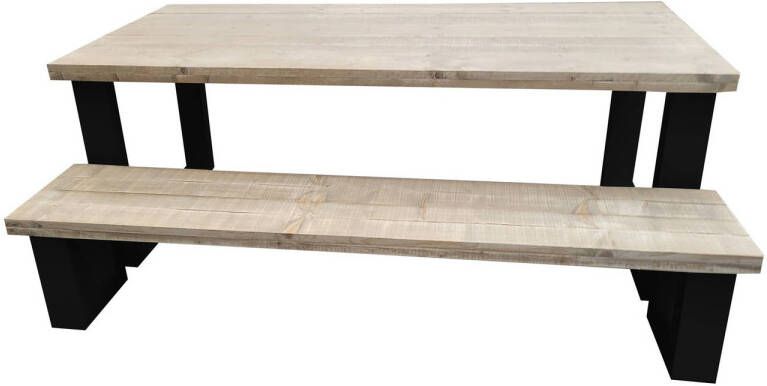 Wood4you New England combideal Eettafel + Bankje 200 90 cm