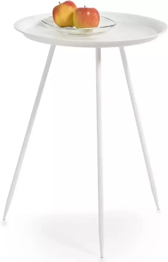 Zeller 1x Metalen bijzettafeltje wit 39 x 53 cm Woondecoratie accessoires Bijzettafels Metalen bijzet tafeltjes
