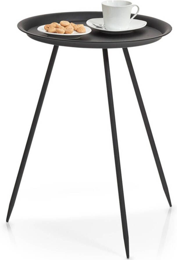 Zeller 1x Metalen bijzettafeltje zwart 39 x 53 cm Woondecoratie accessoires Bijzettafels Metalen bijzet tafeltjes - Foto 1