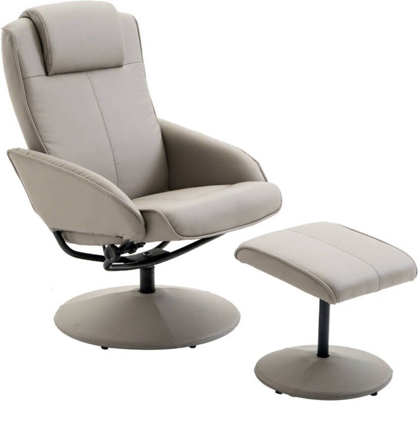 Zenzee Relaxstoel met voetenbankje Stoelen Relax fauteuil Stoel Draaifauteuil Draaistoel Grijs L78 × B71 × H101 cm