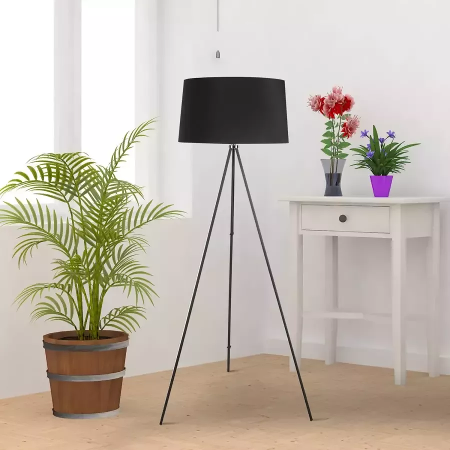 Zenzee Staande vloerlamp op statief minimalistisch design Staande lamp op driepoot modern Zwart 40W 48 x 156 cm