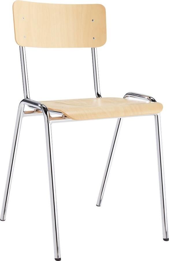 0 Stapelstoel CR B 452 x D 500 x H 803 mm zithoogte 490 mm frame van stalen buizen verchroomd met vloerglijders beuk