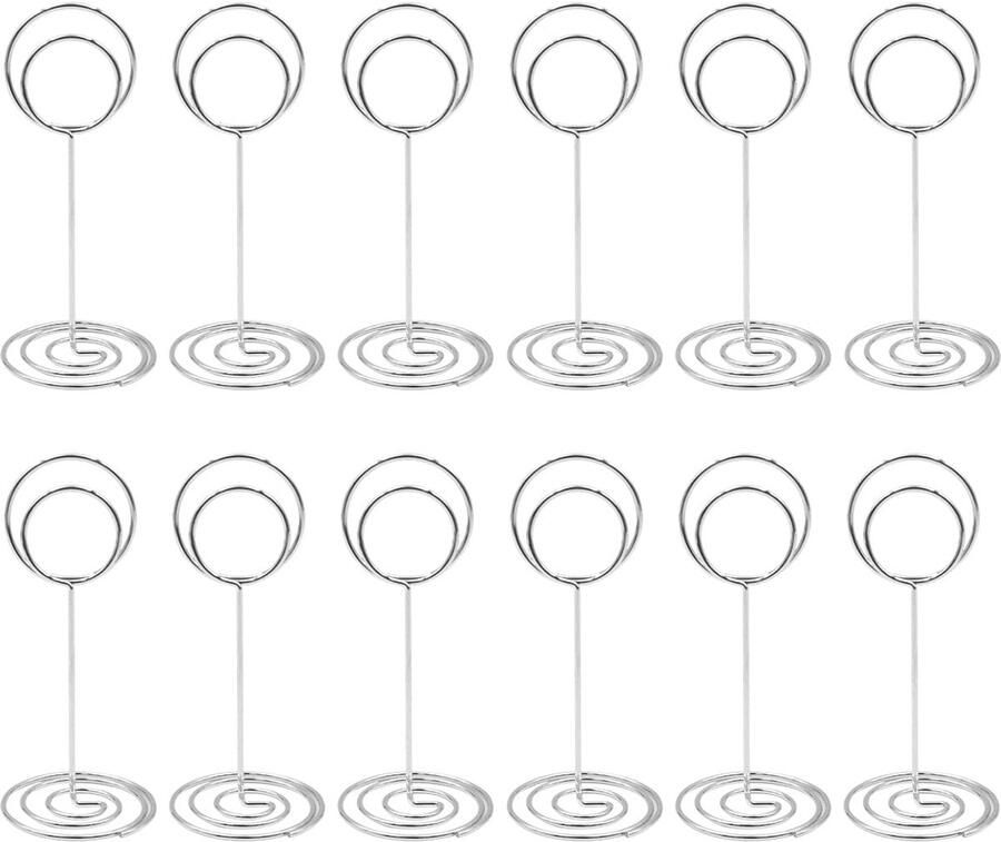 #1 12 stuks mini plaats kaarthouders tafel nummer houder bruiloft tafel naam kaarthouder clips foto memo notitie foto standaard (zilver)