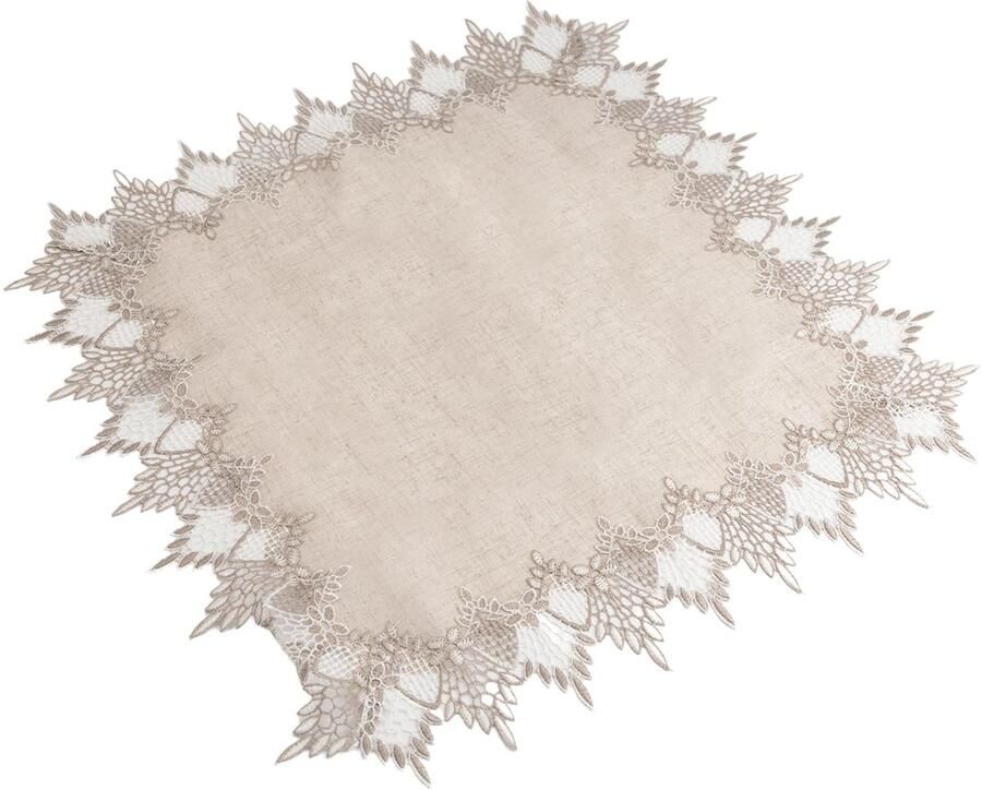 #1 Linen Square Beige Tablecloth with Lace Edge Coffee Table Topper Table Decoration Table Cloth for Dining Room Kitchen 60cm x 60cm