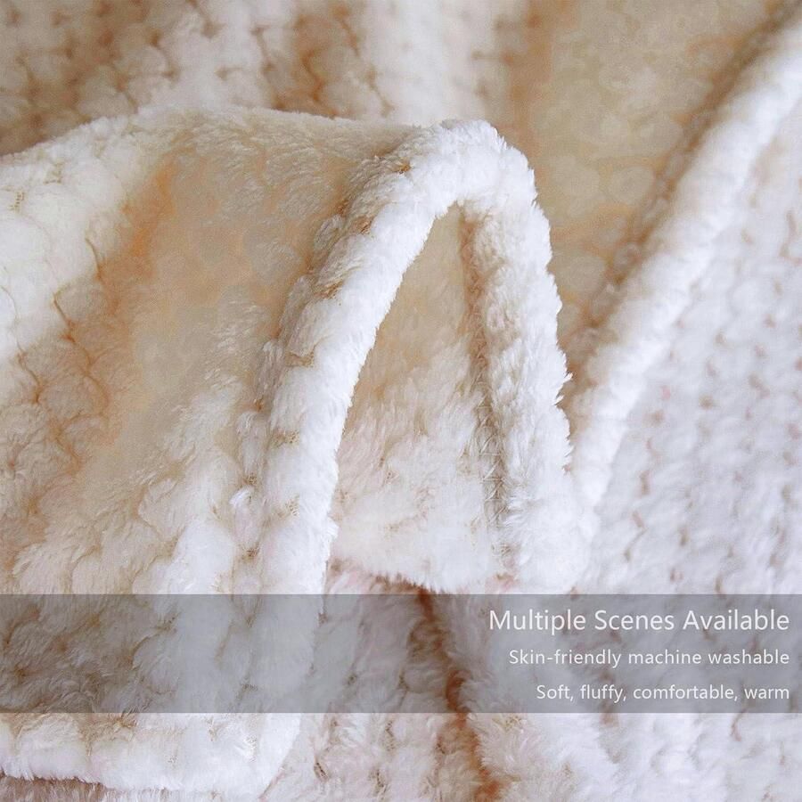 #1 Pluizige deken Knuffeldeken 150 x 200 cm Fleecedeken voor op de bank Woondeken van microvezel Warme beige deken