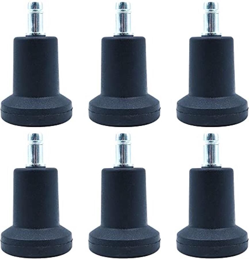#1 Set van 5 glijwielen voor vervanging van bureaustoelen 11 mm x 22 mm steel 50 mm diameter (zwart)