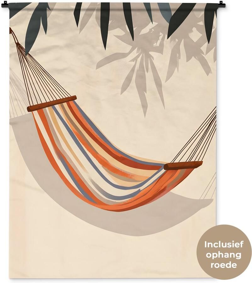 1001Tapestries Wandkleed 120x160 cm Wanddoek Hangmat Kleurrijk Bladeren Schaduw Wandtapijt Wandkleden