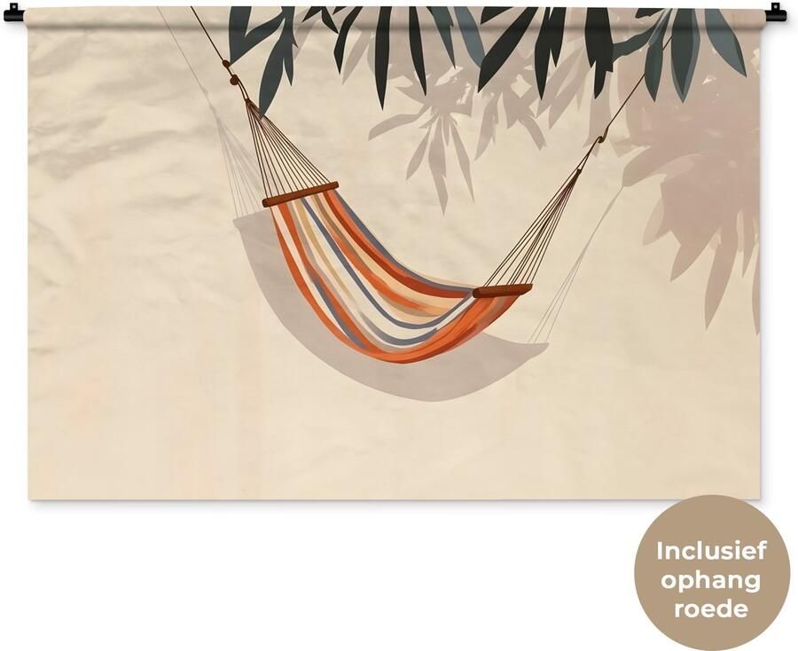 1001Tapestries Wandkleed 150x100 cm Wanddoek Hangmat Kleurrijk Bladeren Schaduw Wandtapijt Wandkleden