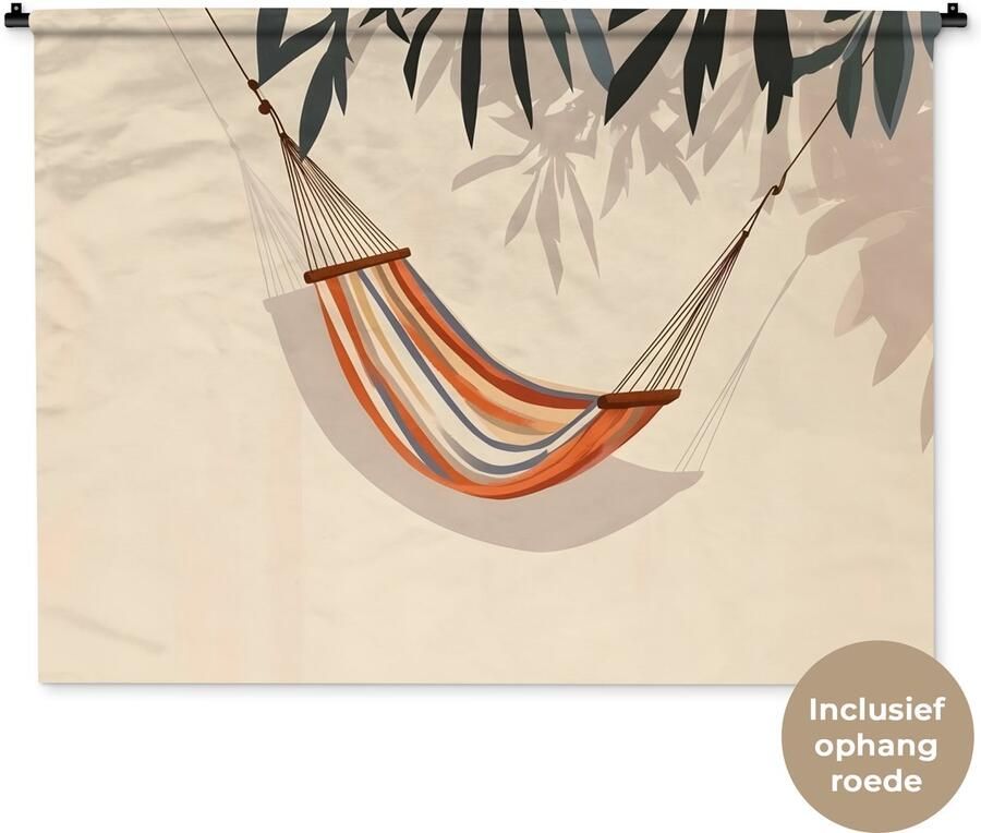 1001Tapestries Wandkleed 150x112 cm Wanddoek Hangmat Kleurrijk Bladeren Schaduw Wandtapijt Wandkleden