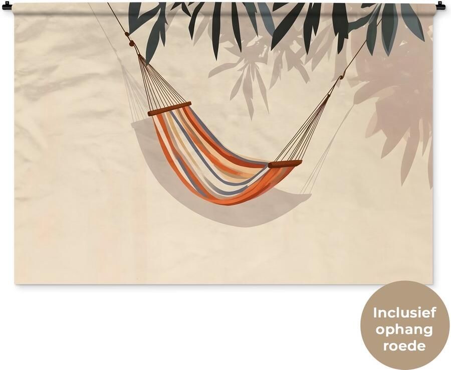 1001Tapestries Wandkleed 180x120 cm Wanddoek Hangmat Kleurrijk Bladeren Schaduw Wandtapijt Wandkleden