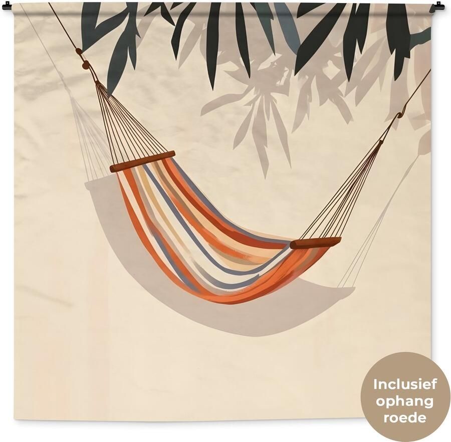 1001Tapestries Wandkleed 180x180 cm Wanddoek Hangmat Kleurrijk Bladeren Schaduw Wandtapijt Wandkleden