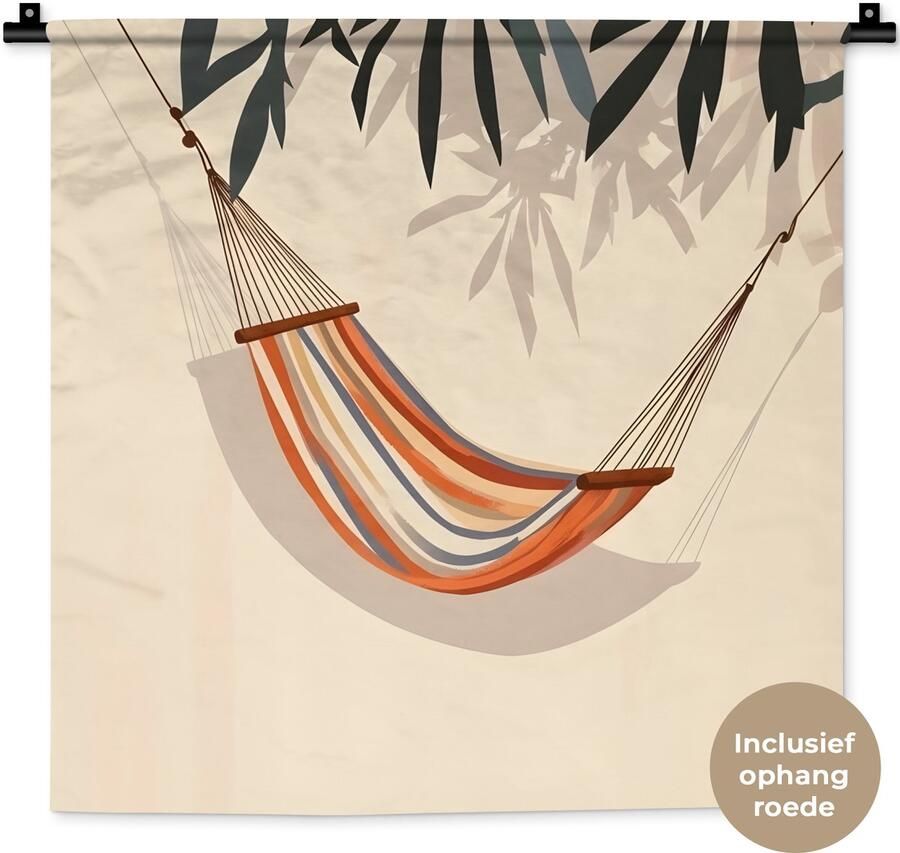 1001Tapestries Wandkleed 60x60 cm Wanddoek Hangmat Kleurrijk Bladeren Schaduw Wandtapijt Wandkleden