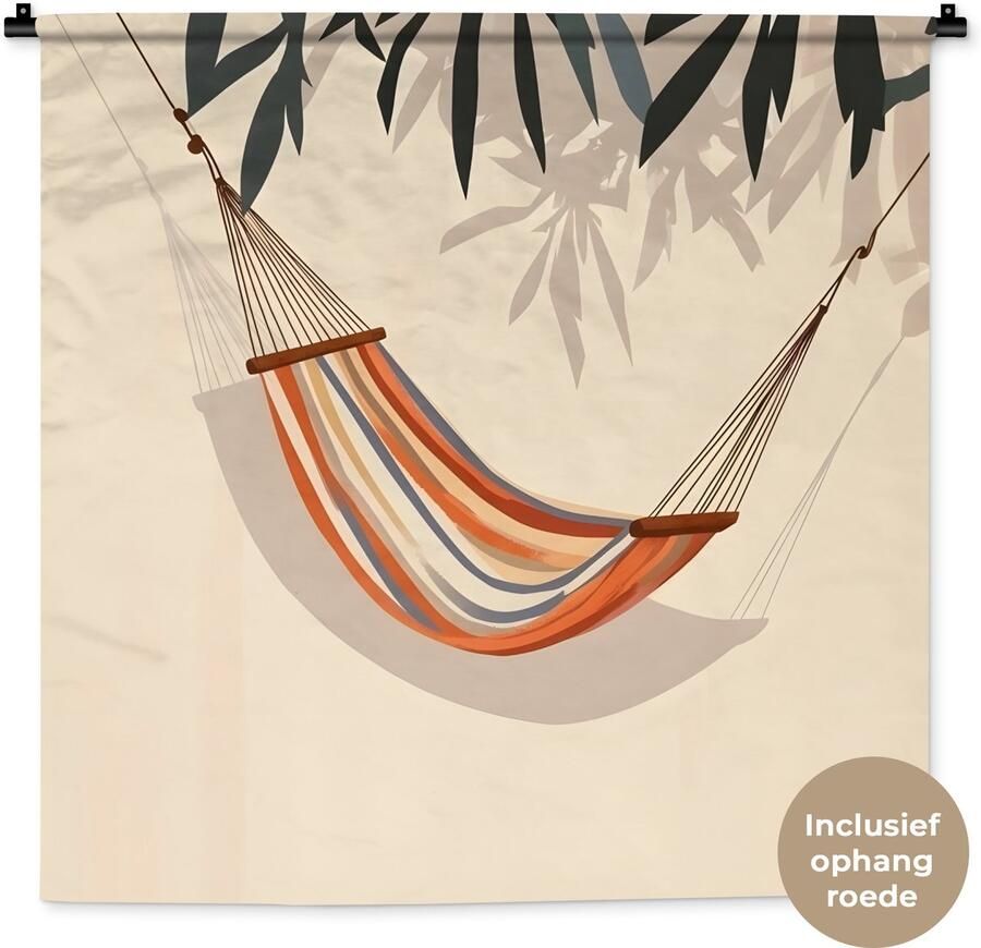 1001Tapestries Wandkleed 90x90 cm Wanddoek Hangmat Kleurrijk Bladeren Schaduw Wandtapijt Wandkleden