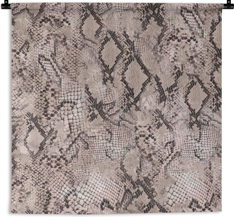 1001Tapestries Wandkleed Wanddoek Dierenhuid Slang Schubben Grijs 120x120 cm Wandtapijt
