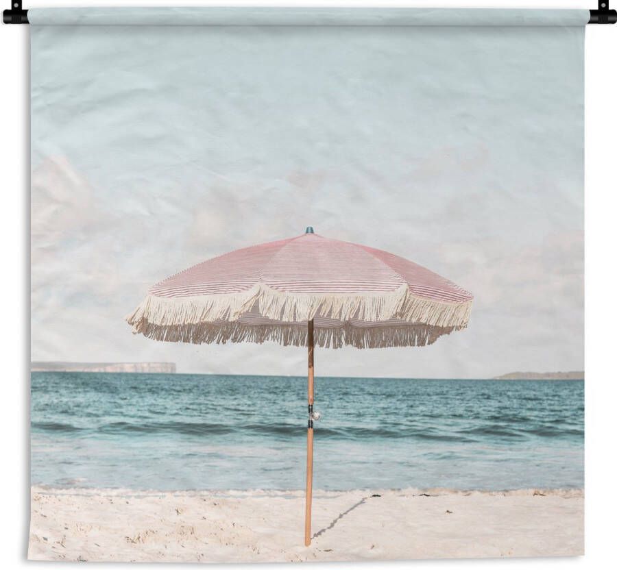 1001Tapestries Wandkleed Wanddoek Parasol Strand Zee Wolken 180x120 cm Wandtapijt - Foto 3