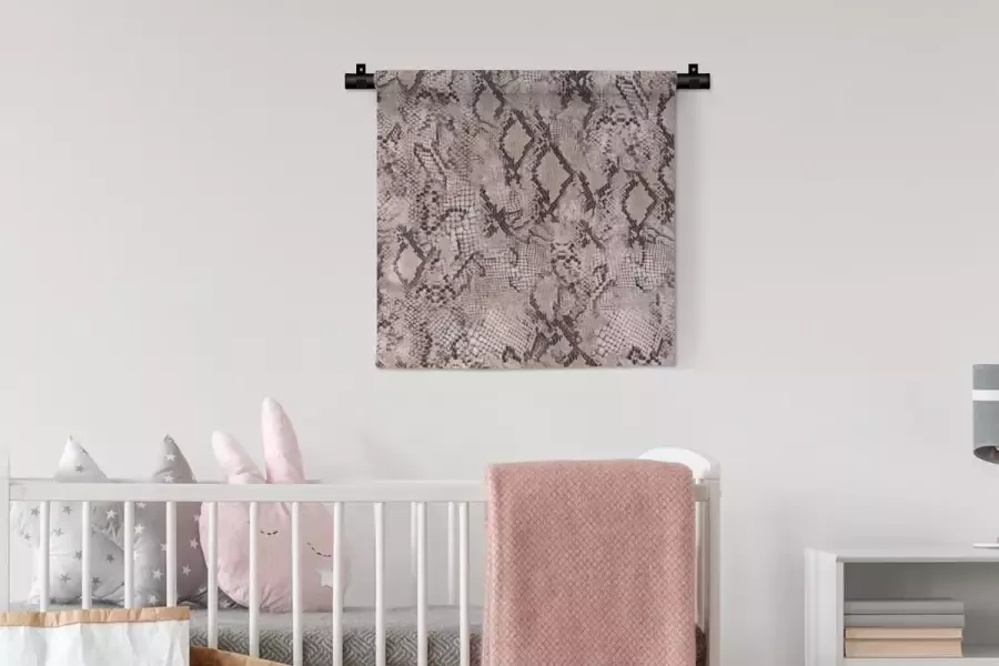 1001Tapestries Wandkleed Wanddoek Dierenhuid Slang Schubben Grijs 60x60 cm Wandtapijt