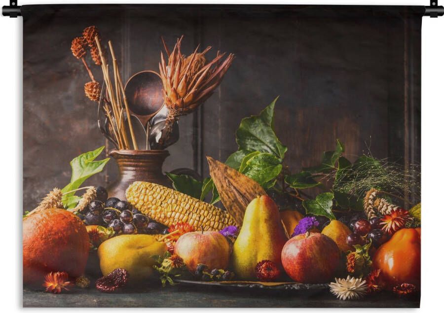 1001Tapestries Wandkleed Wanddoek Groente Fruit Rustiek Tafel 150x112.50 cm Wandtapijt - Foto 1