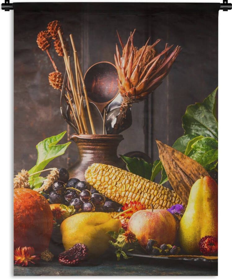 1001Tapestries Wandkleed Wanddoek Groente Fruit Rustiek Tafel 150x200 cm Wandtapijt