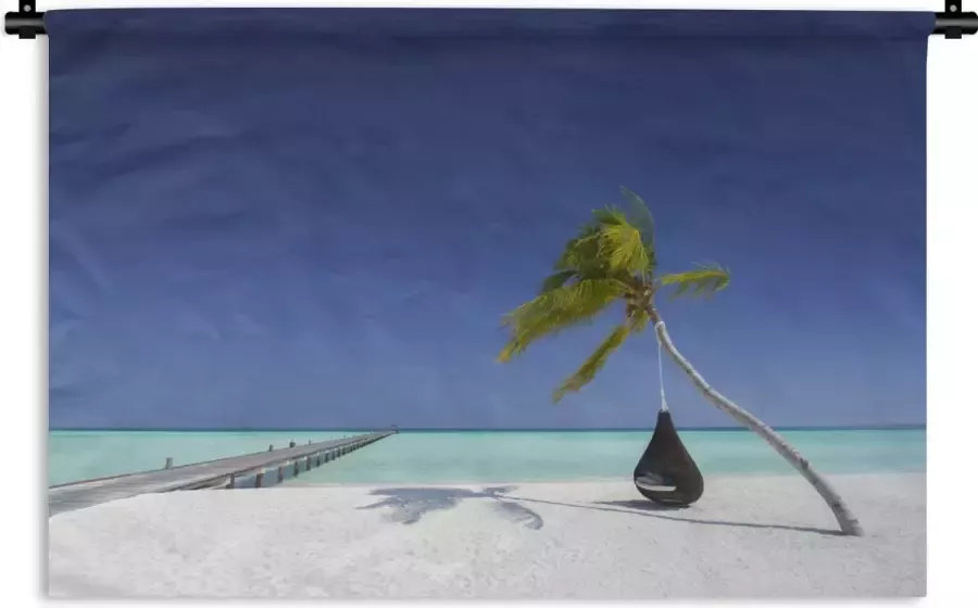 1001Tapestries Wandkleed Wanddoek Hangmat Palmboom Strand 150x100 cm Wandtapijt - Foto 2
