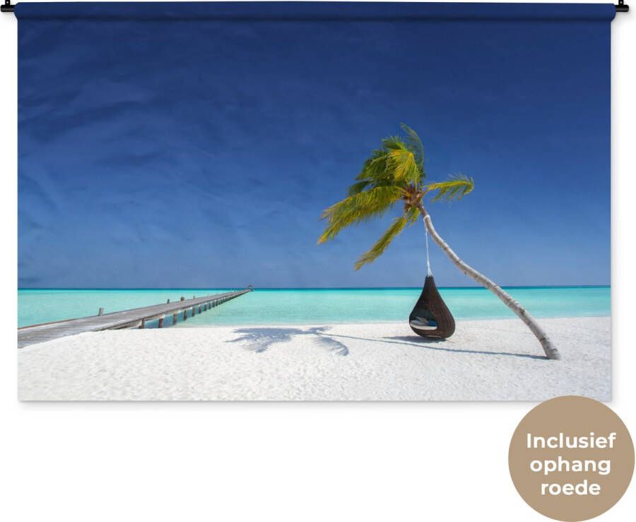 1001Tapestries Wandkleed Wanddoek Hangmat Palmboom Strand 180x120 cm Wandtapijt