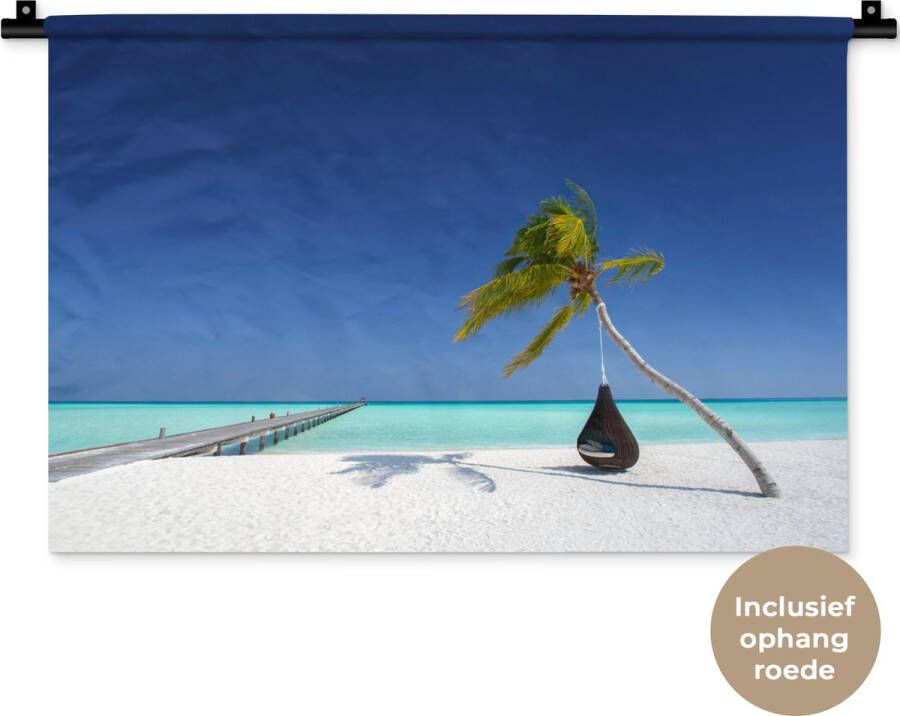 1001Tapestries Wandkleed Wanddoek Hangmat Palmboom Strand 60x40 cm Wandtapijt