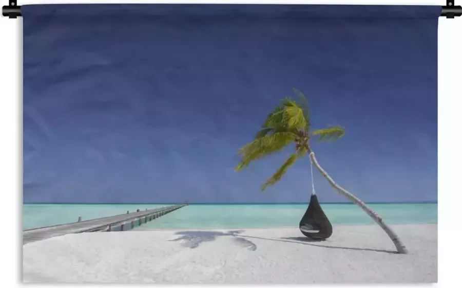 1001Tapestries Wandkleed Wanddoek Hangmat Palmboom Strand 90x60 cm Wandtapijt - Foto 2