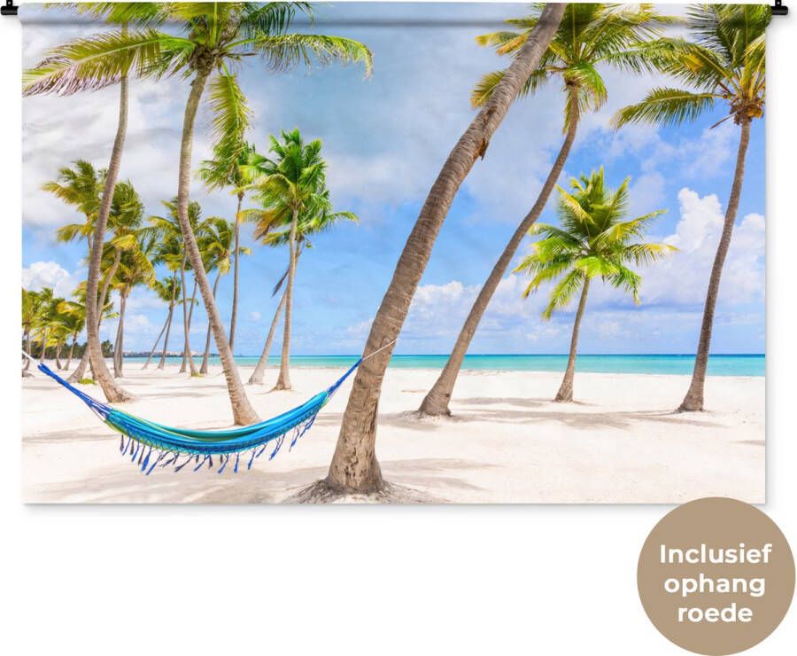 1001Tapestries Wandkleed Wanddoek Hangmat Strand Palmbomen 180x120 cm Wandtapijt