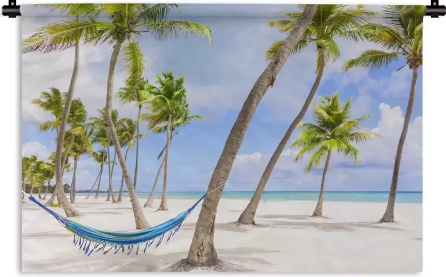 1001Tapestries Wandkleed Wanddoek Hangmat Strand Palmbomen 60x40 cm Wandtapijt - Foto 2