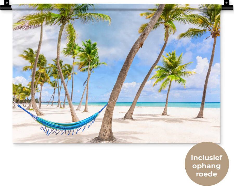 1001Tapestries Wandkleed Wanddoek Hangmat Strand Palmbomen 60x40 cm Wandtapijt