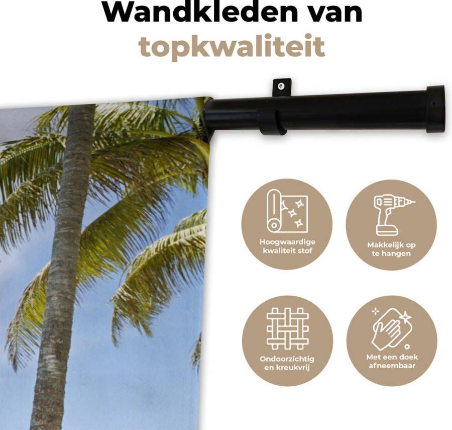 1001Tapestries Wandkleed Wanddoek Palmboom Hangmat Zand 120x120 cm Wandtapijt
