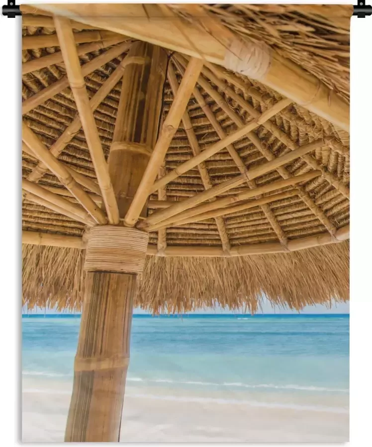 1001Tapestries Wandkleed Wanddoek Parasol Strand Zee Tropisch 120x160 cm Wandtapijt