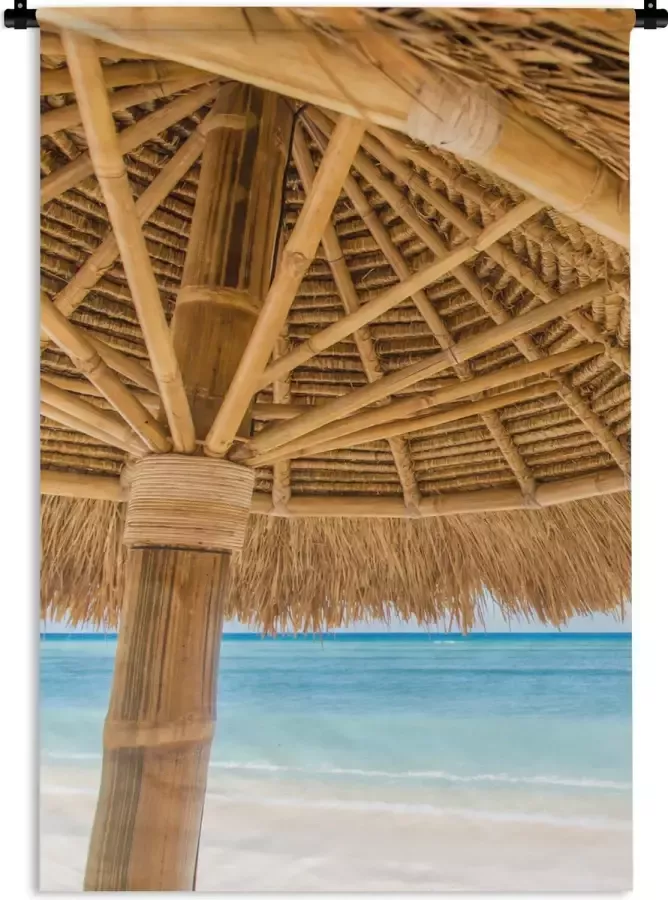 1001Tapestries Wandkleed Wanddoek Parasol Strand Zee Tropisch 90x135 cm Wandtapijt