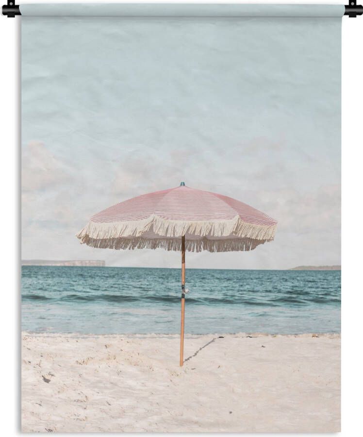 1001Tapestries Wandkleed Wanddoek Parasol Strand Zee Wolken 180x120 cm Wandtapijt