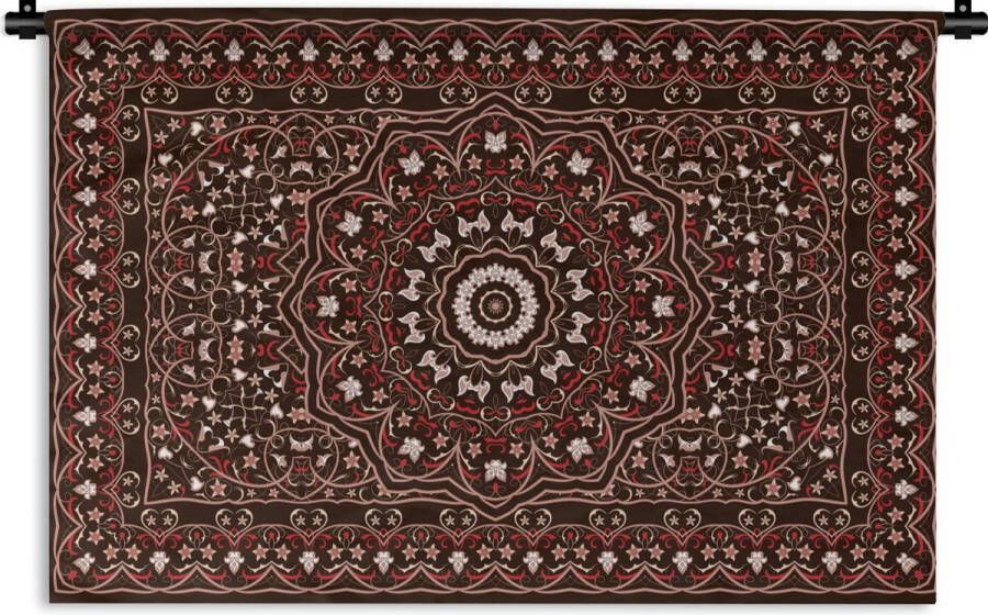 1001Tapestries Wandkleed Wanddoek Patronen Mandala Vloerkleed Rood 120x80 cm Wandtapijt