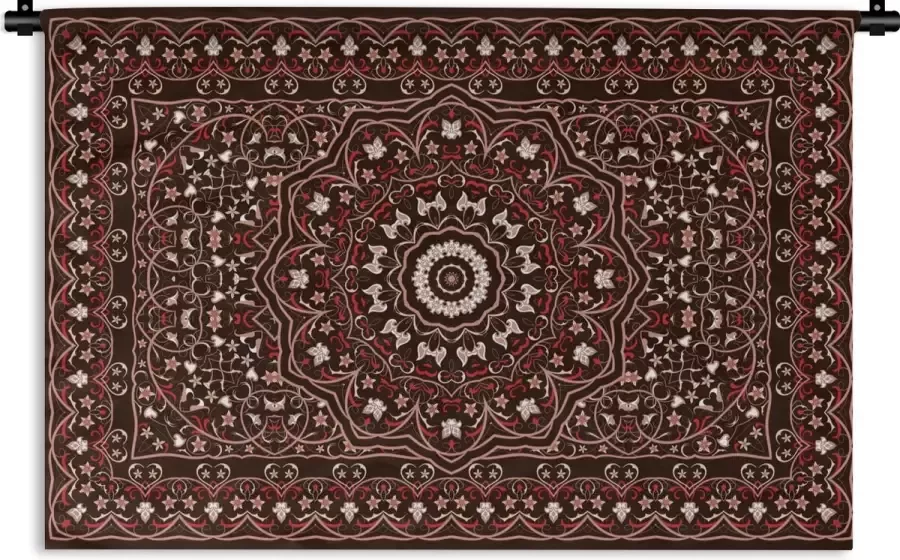 1001Tapestries Wandkleed Wanddoek Patronen Mandala Vloerkleed Rood 60x40 cm Wandtapijt